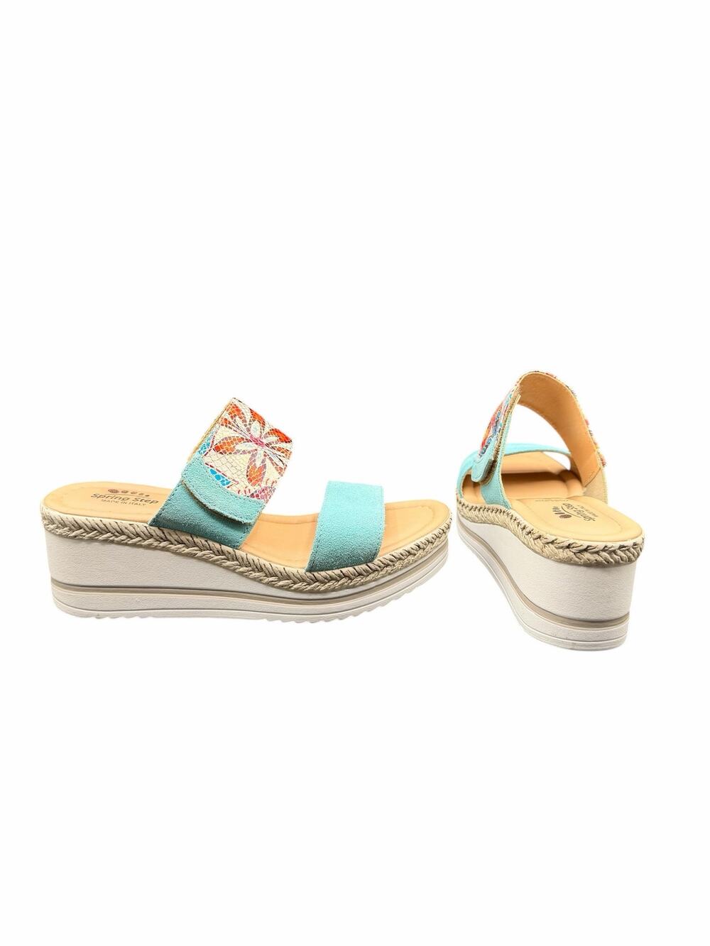 Spring Step Italy Wedge Sandals EU 36 US 5.5-6 Floral Leather